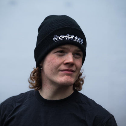 "Essential" Black Embroidered Beanie